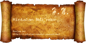 Hintalan Nándor névjegykártya